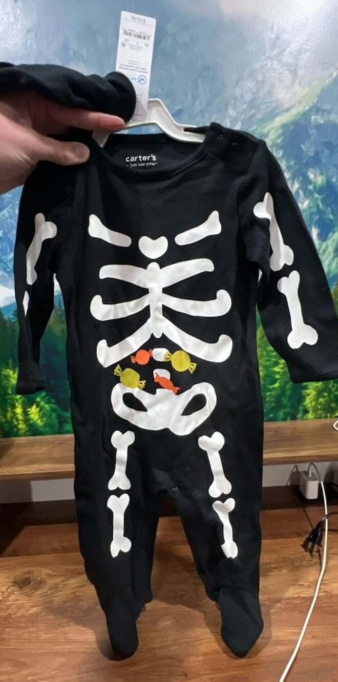 Carter's Just One Baby Halloween Skeleton Candy Footed Sleeper and Hat 6 Months